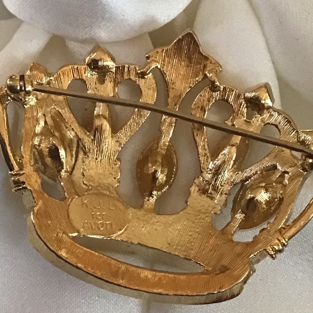 Kjl Vintage Royal Crown Brooch Kenneth J Lane For… - image 7
